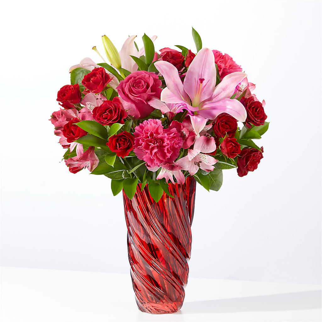 In Love Bouquet with Luxe Swirl Vase – Coatesville Flower Shop, Coatesville PA
