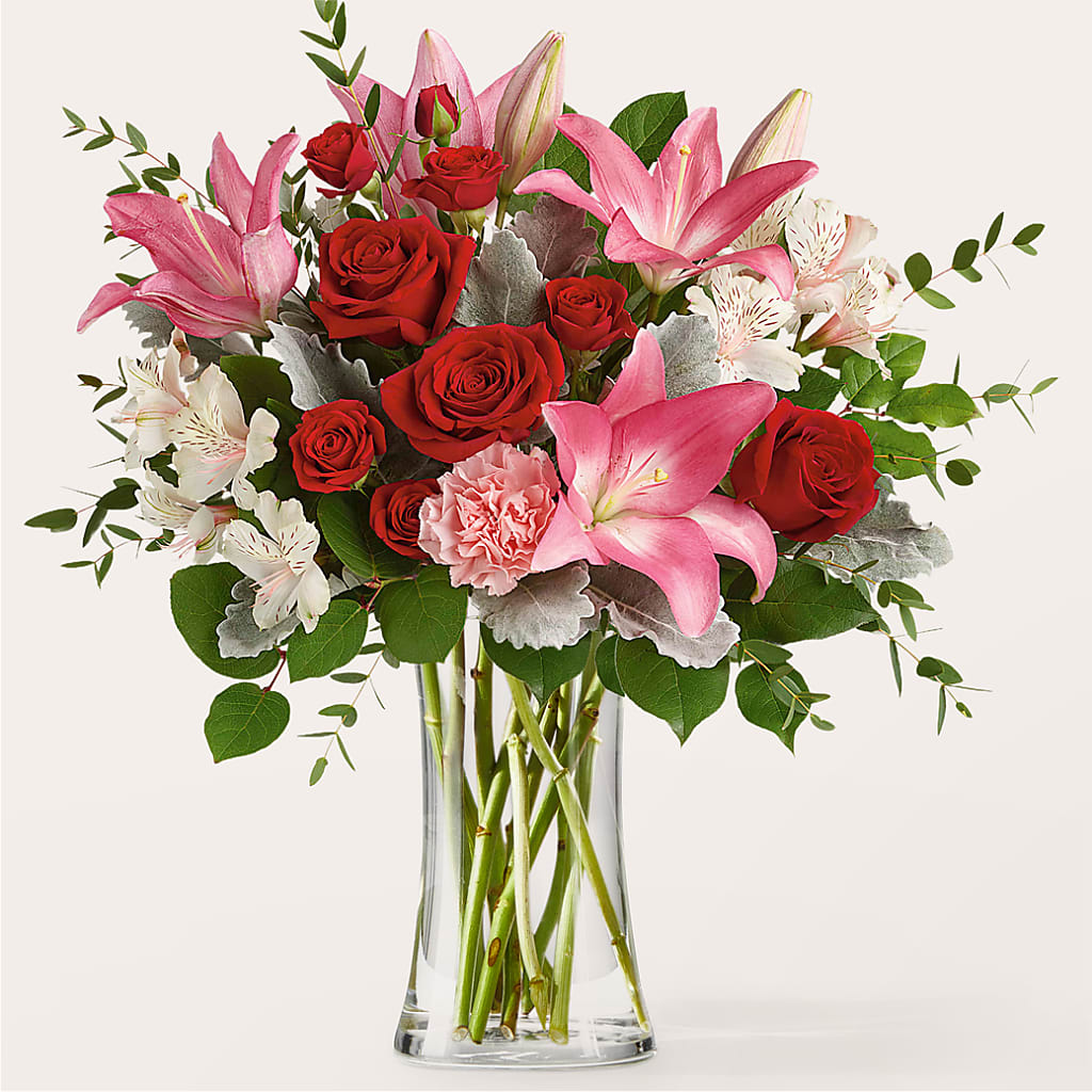 pink lily flower boutique Everything to Me Bouquet – pink, red flower arrangement | Coatesville, PA