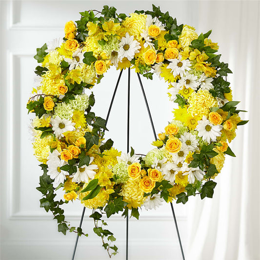 Golden Remembrance Wreath –  Coatesville Flower Shop, Coatesville PA