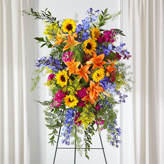Sunlit Memories Standing Spray (Standard) –  Coatesville Flower Shop, Coatesville PA