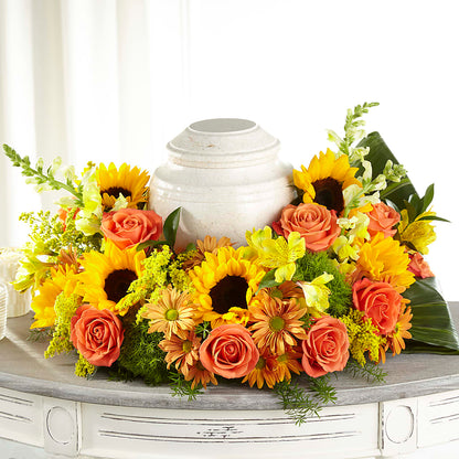 Faithful Sunflower Cremation Adornment –  Coatesville Flower Shop, Coatesville PA