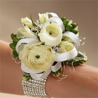 White Wedding Corsage –  Coatesville Flower Shop, Coatesville PA
